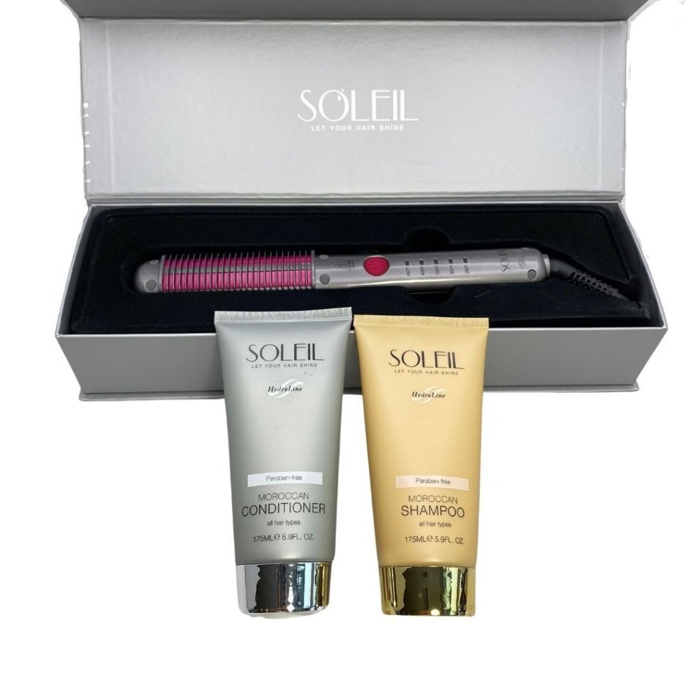 Soleil Styling Comb Ionic Flexible Guard 450 Silver And Pink L40HBS-B44c